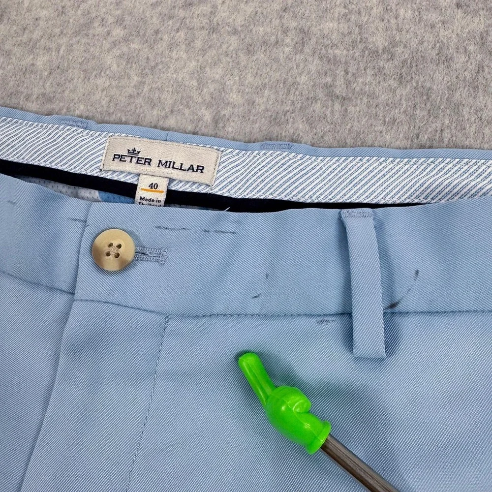 Peter Millar Shorts Lot Of 2 Mens 40 Blue Beige Golf Microfiber Chino 40x9
